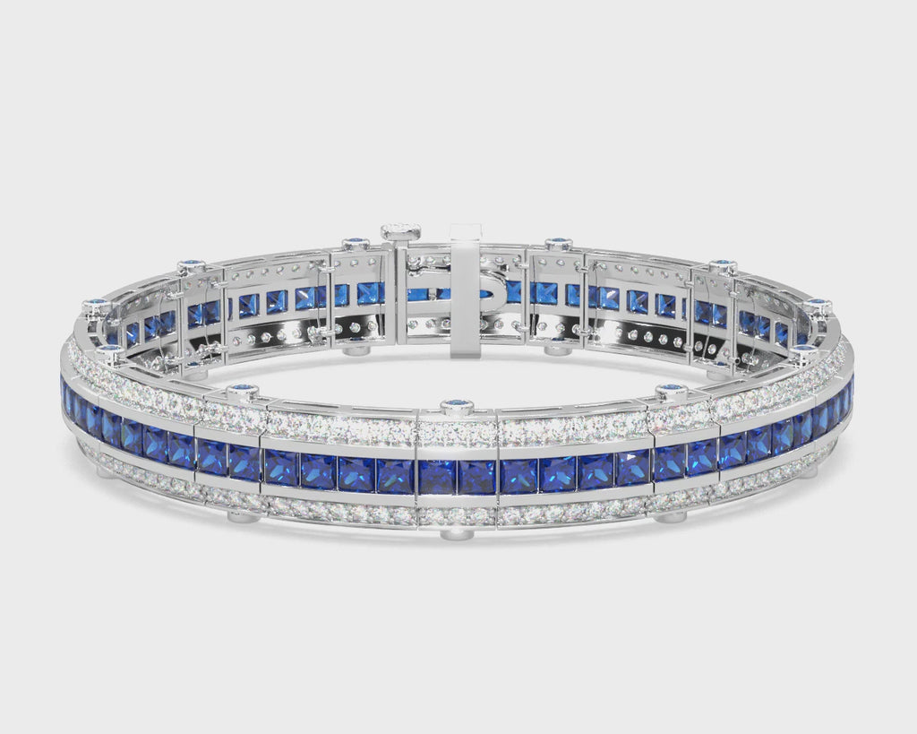 14k Gold Art Deco Style Sapphire Diamond Bracelet Video