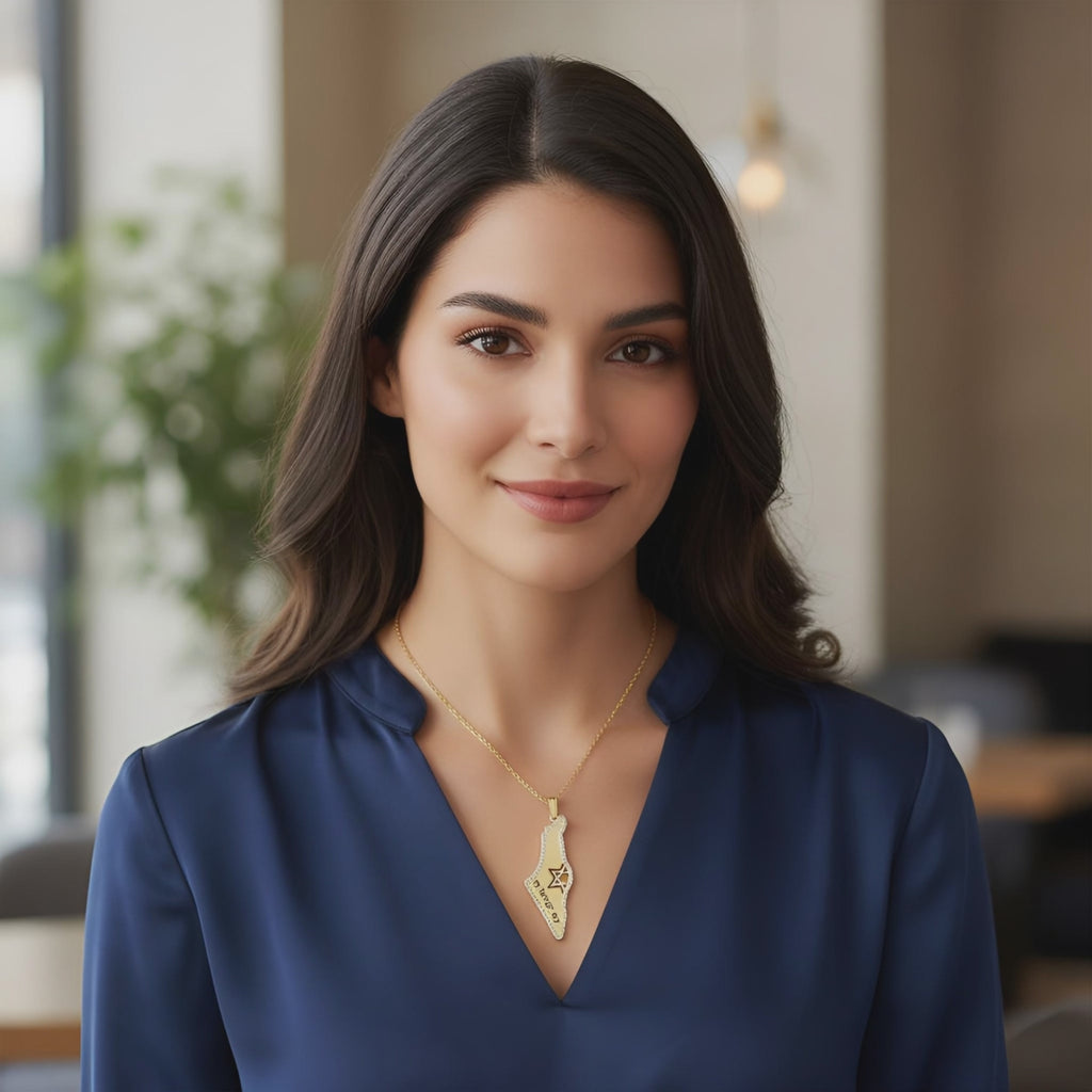 14K Diamond Map of Israel and Star of David Necklace Video