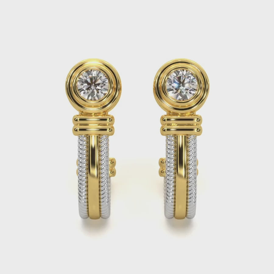 14k Solid Gold Diamond Half Hoop Earrings Video