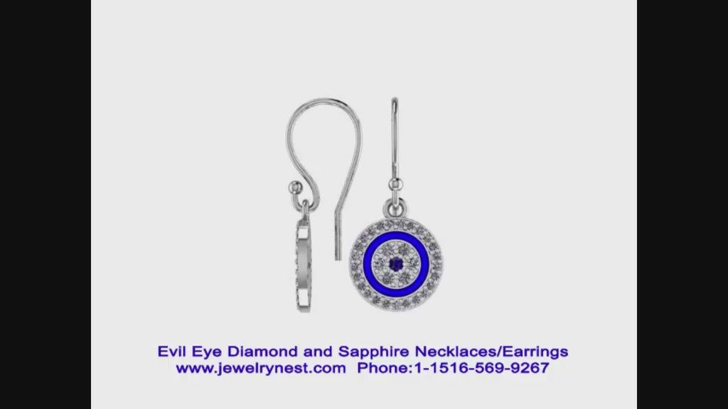 14k Disk Sapphire Diamond Evil-Eye Earring Video