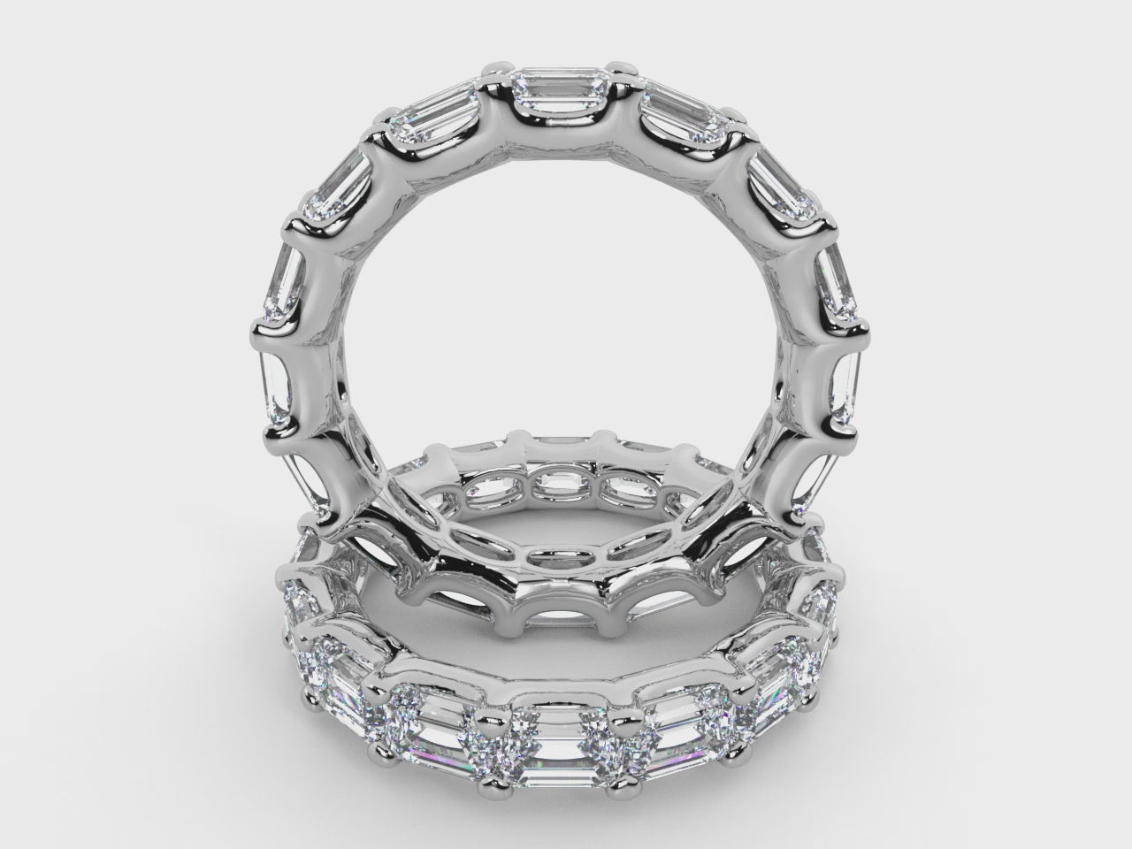 14k White Gold Lab-Grown Emerald Cut Diamond Eternity Band Video