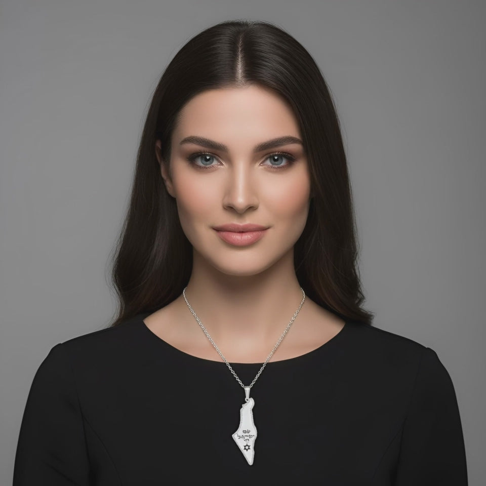 14k Gold Lab-Grown Diamond Israeli Map Necklace Video