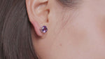 Sterling Silver Amethyst Round Prong Earring Stud Video
