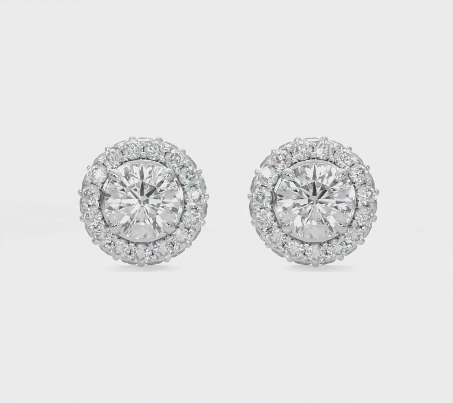 14k Gold Diamond Round Donut Stud Earring Video