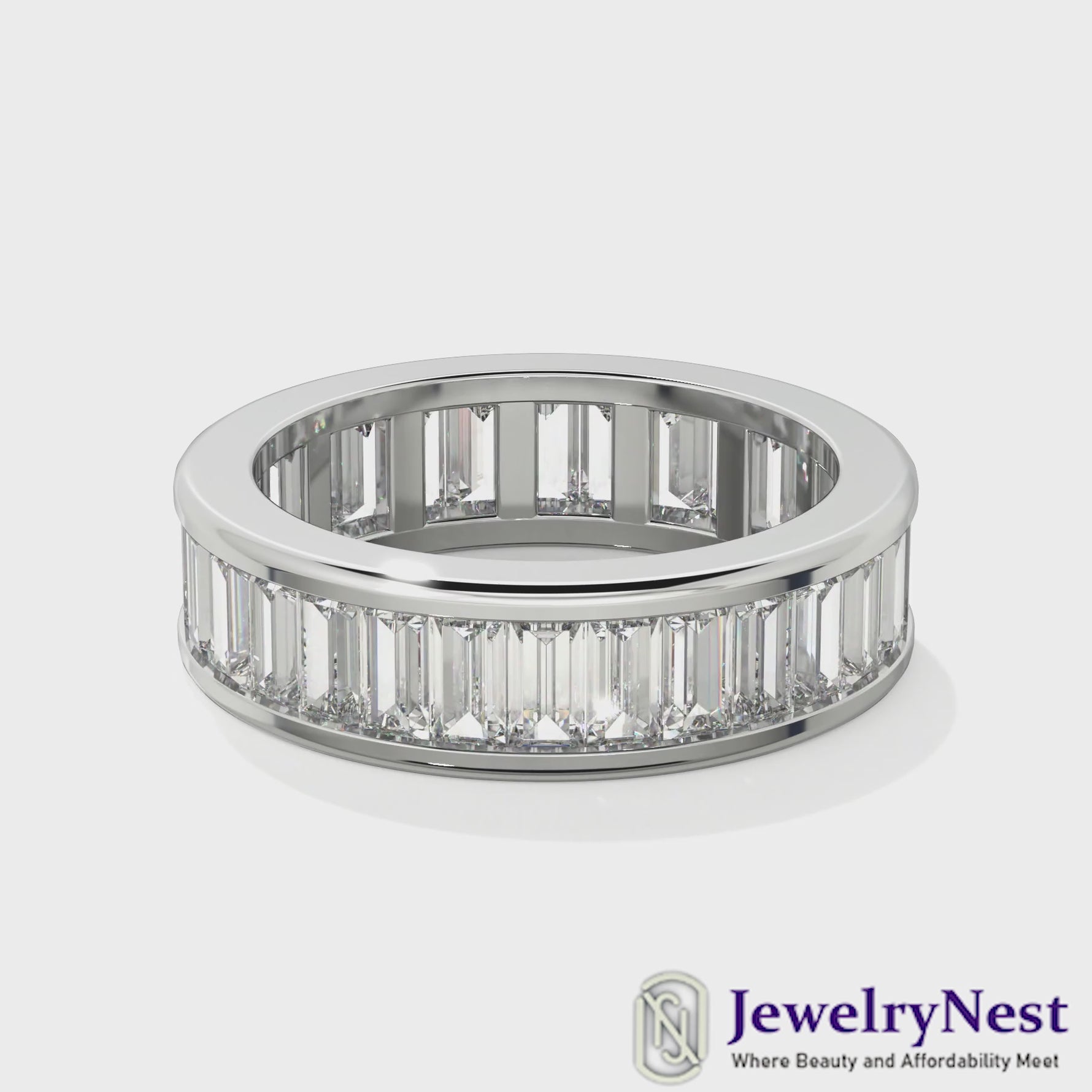 14k Gold Baguette Diamond Eternity Band Video