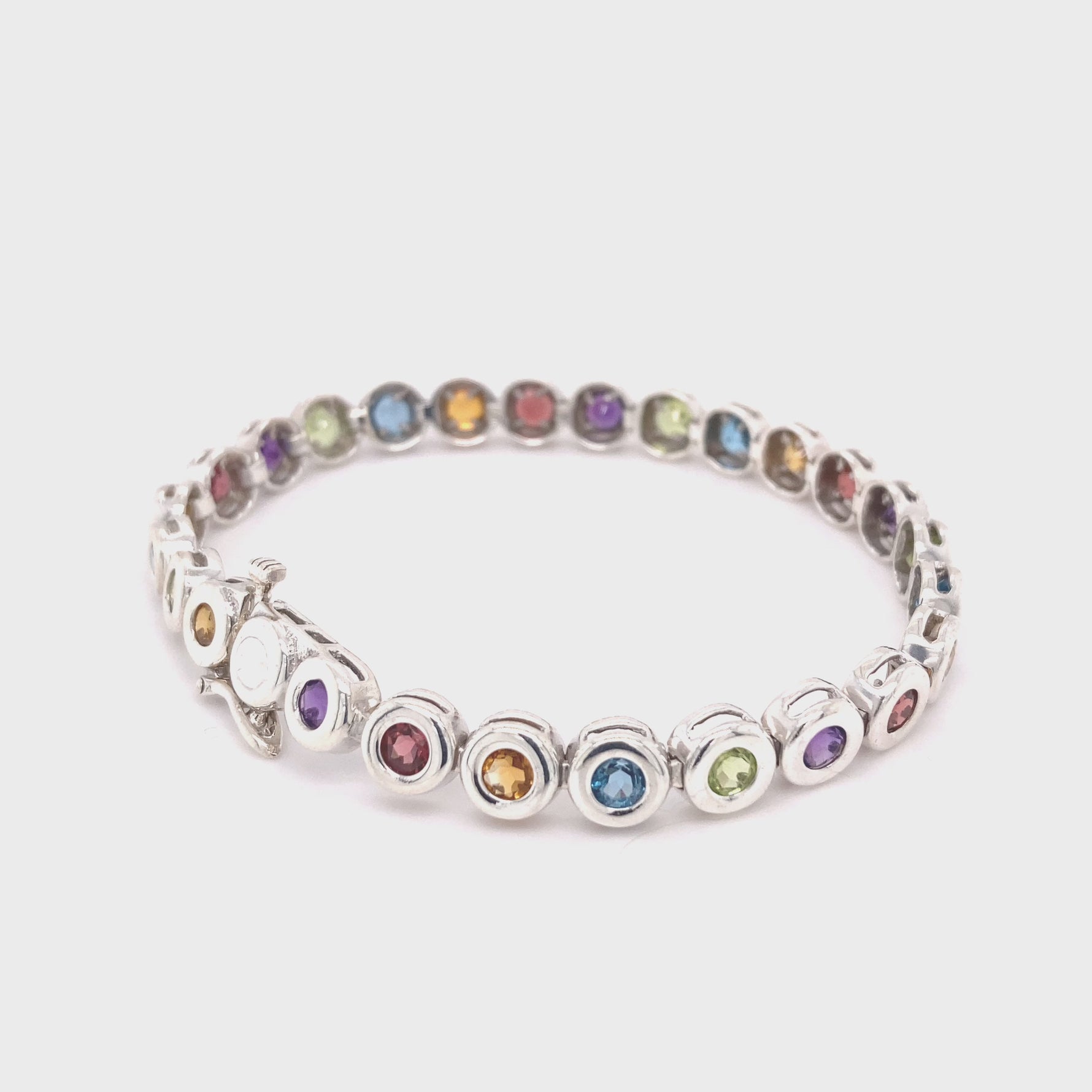 Sterling Silver Multi-Gemstone Tennis Bracelet  Video