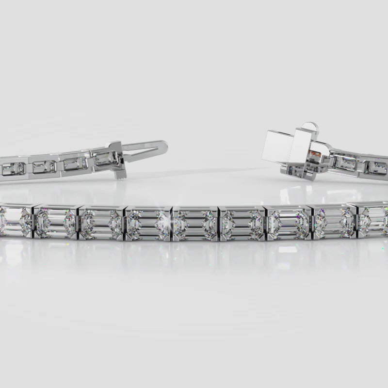14k Solid Gold Emerald-Cut Diamond Tennis Bracelet video