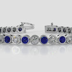 14k Gold Tennis Diamond Sapphire Bracelet Video