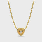14k Gold Heart-shaped Caviar Diamond Necklace Video