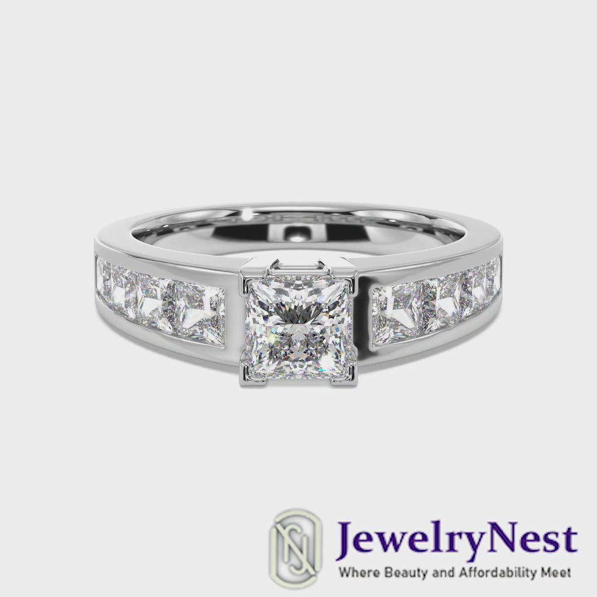 14k Gold Princess Cut Diamond Engagement Ring  Video
