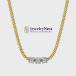 14k Yellow Gold Popcorn Necklace with Floating Diamond Barrel Video
