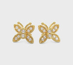 14k Solid Gold Diamond Mini Butterfly Earrings Video