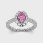 14k Gold Oval Pink Sapphire Diamond Ring Video