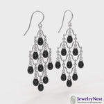 Silver Black Briolette Onyx Chandelier Earrings  Video
