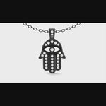 14k Black Rhodium Gold Hamsa Diamond Necklace Video