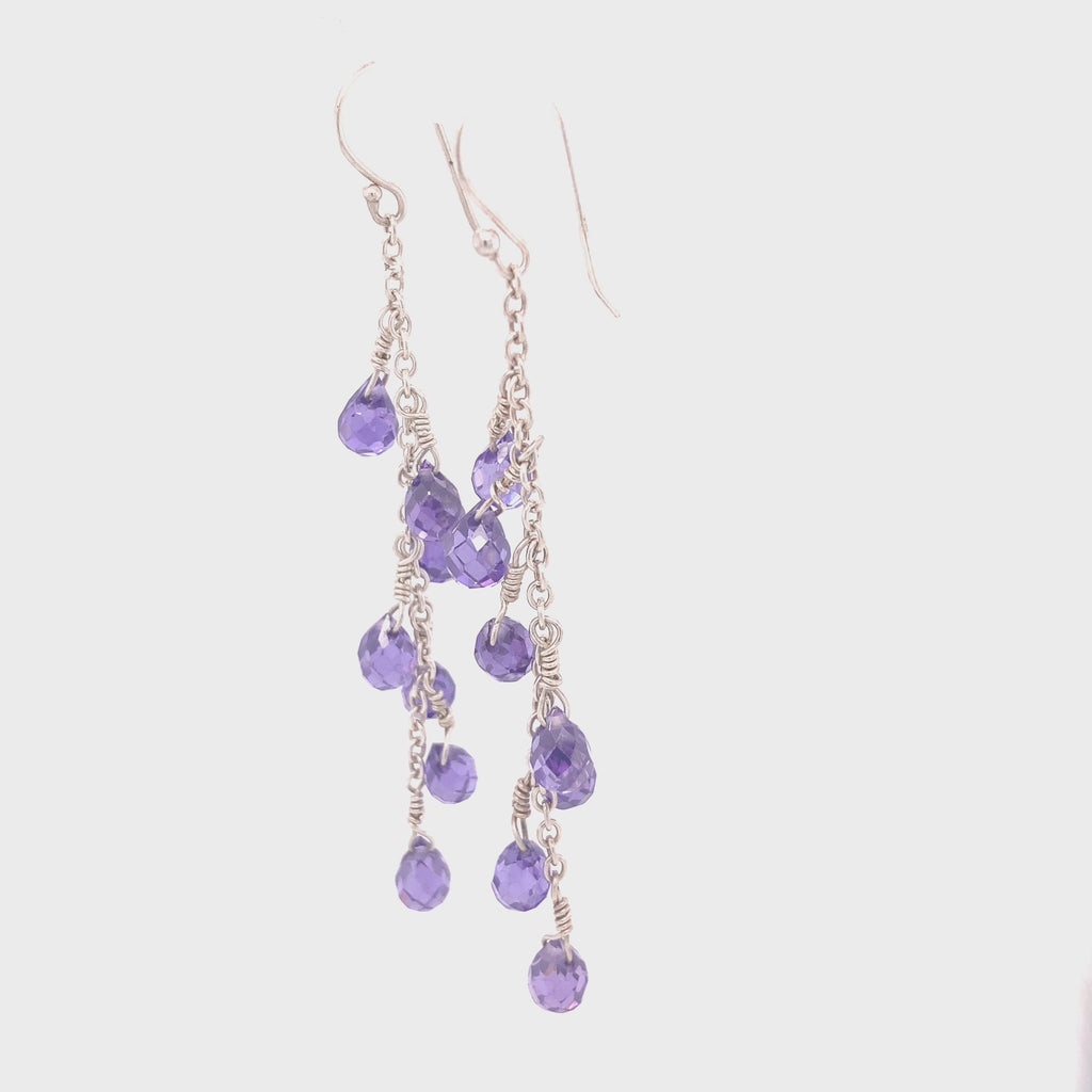 Silver Preciosa Deep-Purple Crystal Chandelier Earring Video