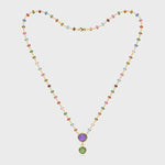 14k Antique Look Cabochon Tourmaline Rondelle Necklace - JewelryNest