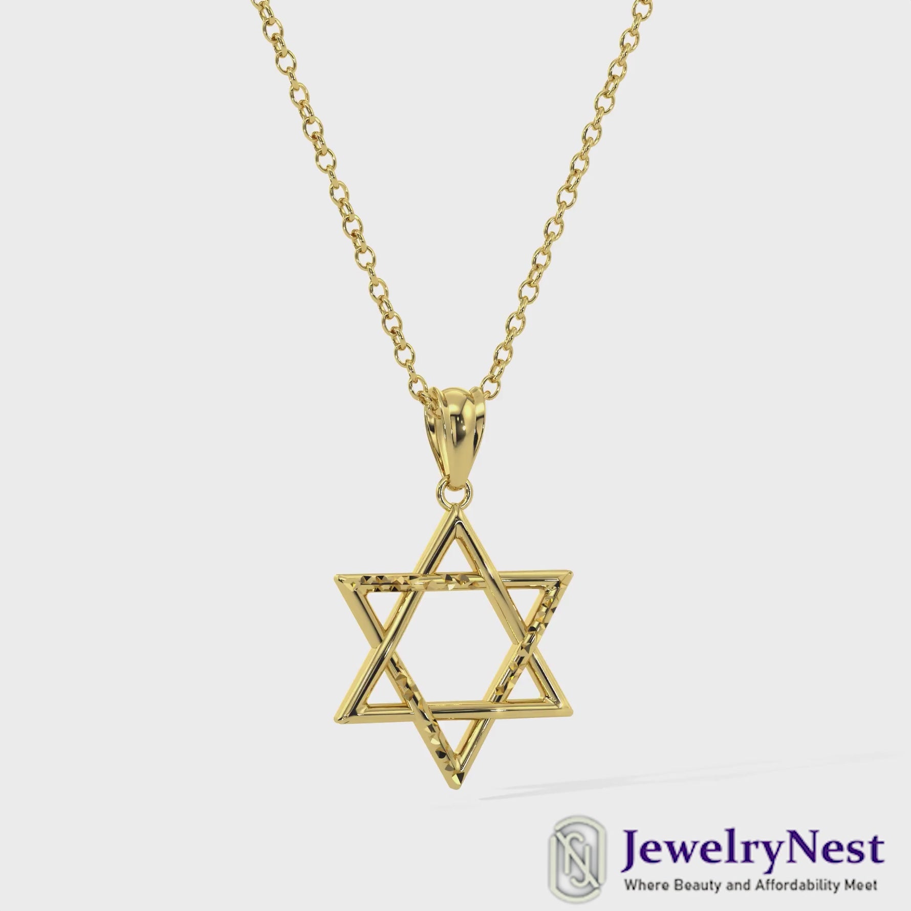 14K Gold Polished & Diamond Cut Star of David Video