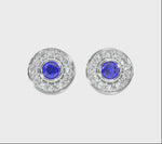 14k Gold Sapphire Diamond Donut Gallery Back Earring Video