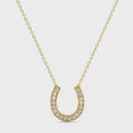 14k Yellow Horse-Shoe Lab-Created Diamond Pendant Necklace Video