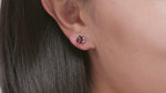 Sterling Silver Garnet Round Basket Earring Stud Video