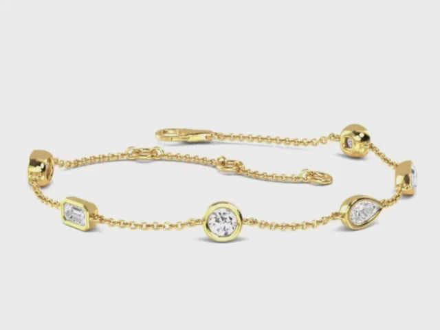 14K Lab Grown Diamond Stationary Bracelet Video