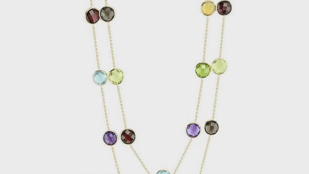 14k Checkerboard Fancy Rose-Cut Gemstone By The Yard Necklace  Video