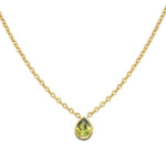 14k Solid Gold Pear-Shape Peridot Solitaire Necklace (1.0.ct.tw)