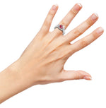 14k Gold Round Tourmaline Diamond Ring On Woman Hand (1.32.cts.tw)