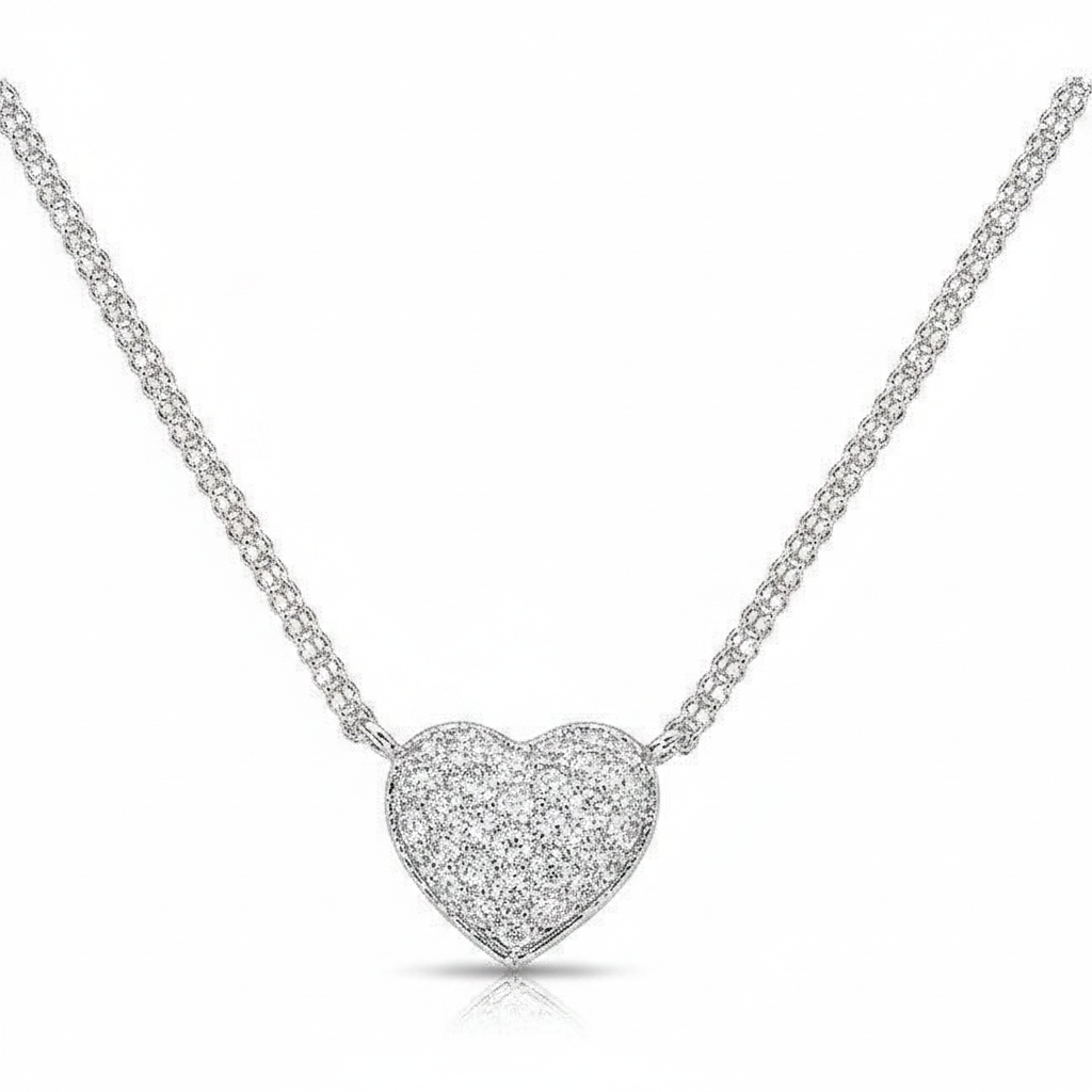 Puffed Heart - White Gold BG