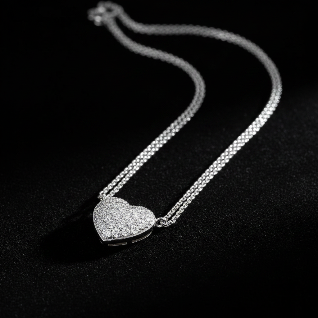 Puffed Heart - White Gold Flat Lay