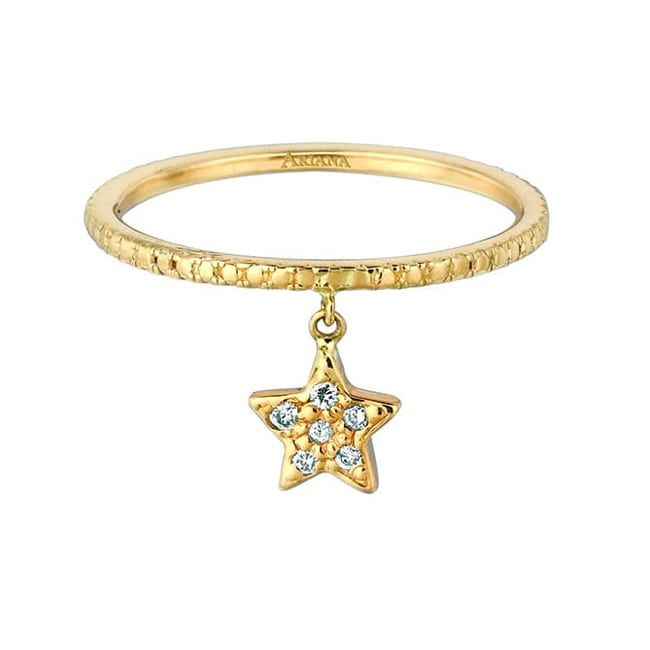14k Yellow Diamond Star Dangle Ring  (0.06.ct.tw) 