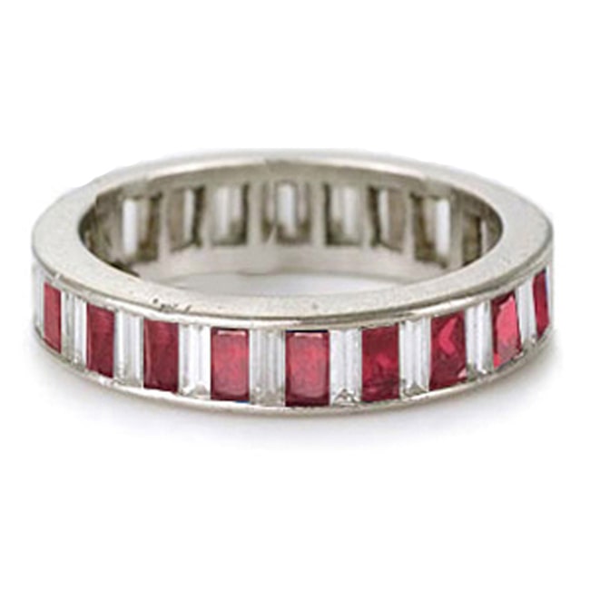 14k Baguette Diamond Ruby Eternity Ring (2.38.cts.tw)
