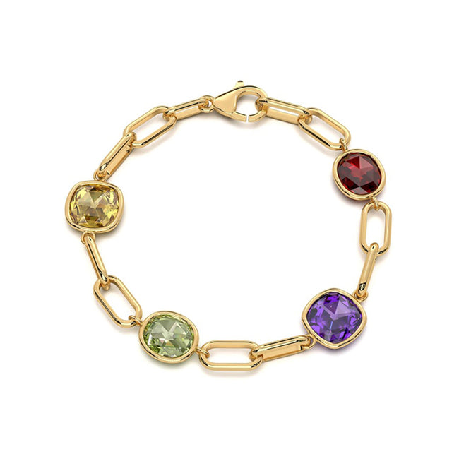 14k Solid Gold Multi-Gemstones Bracelet (15.80.cts.tw)