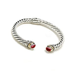  Rhodolite Garnet Sterling Silver 18K Gold Bangle Bracelet (1.20.cts.tw)
