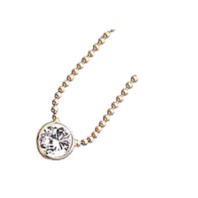 14k Solid Gold Round Cubic Zirconia Solitaire Necklace (1.0.ct.tw)