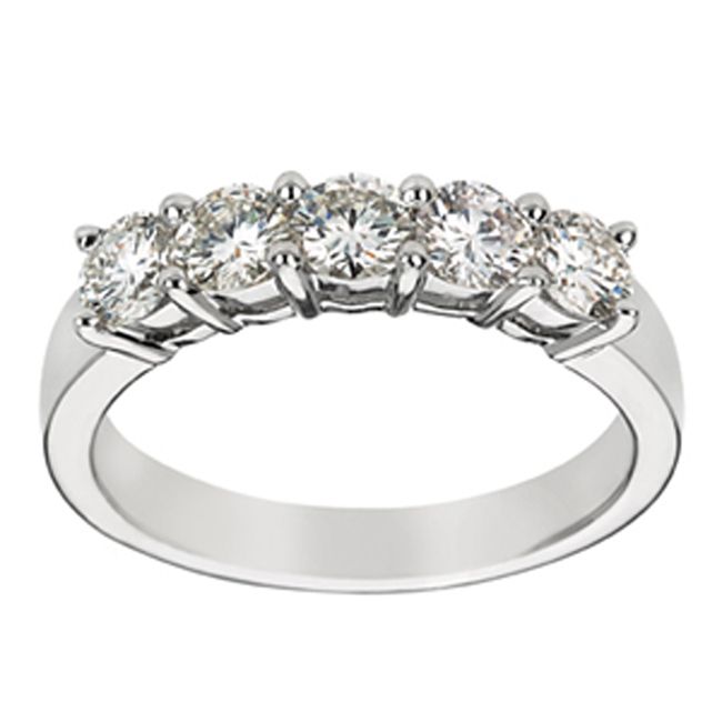 14k white Lab-Grown Five Round Half Eternity Band (1.0.cts.tw)