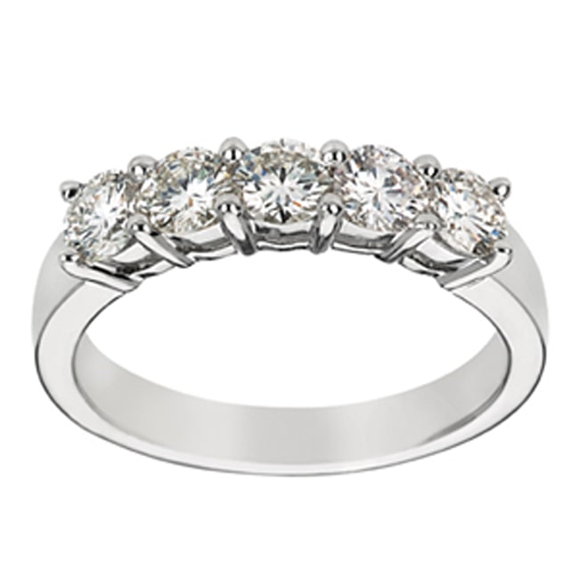 14k White Gold Five Round Diamond Band (0.75.ct.tw)