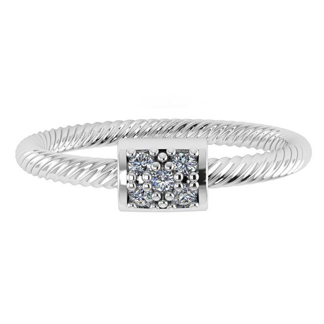 14k White Braided Shank Bar Diamond Band (0.10.ct.tw)