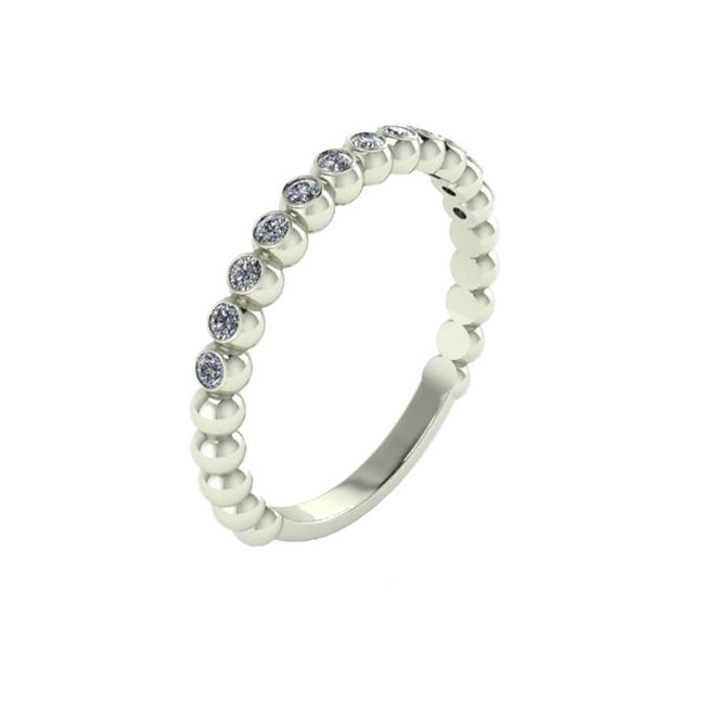 14k White Beaded Shank Stackable Diamond Band (0.24.ct.tw)