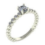 14k White Beaded Shank Solitaire Diamond Band (0.66.ct.tw)