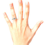 14k White Beaded Shank Solitaire Diamond Band On Woman Hand (0.66.ct.tw)