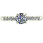 14k White Beaded Shank Solitaire Diamond Band (0.66.ct.tw)