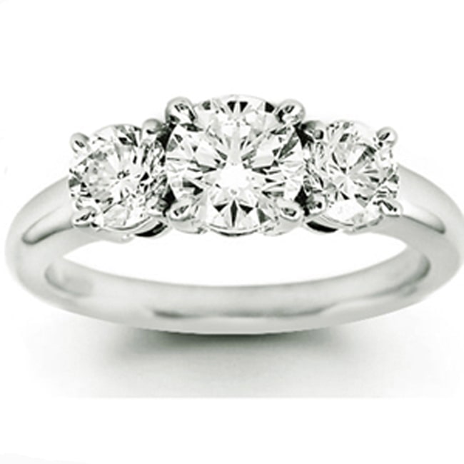 14k Gold Three Stone Round Diamond Ring (1.10.cts.tw)