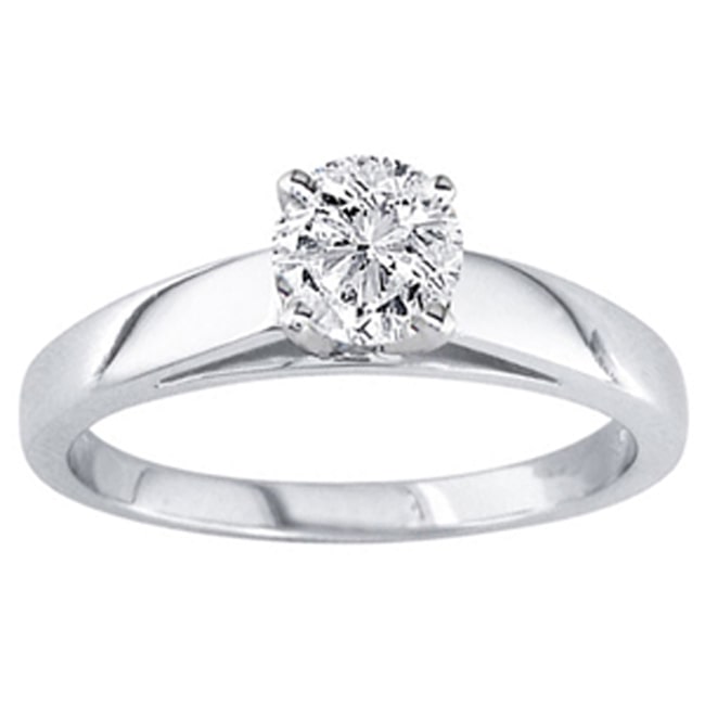14k White Gold Round Diamond Solitaire Ring (0.40.ct.tw)