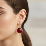 Red Agate Earrings on Model
