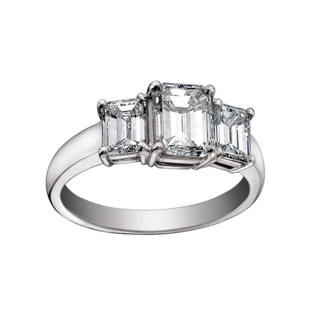14k Gold Three Stone Emerald Cut Diamond Ring (1.25.cts.tw)