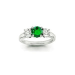 14k Gold Three Round Emerald Diamond Ring (1.10.cts.tw)