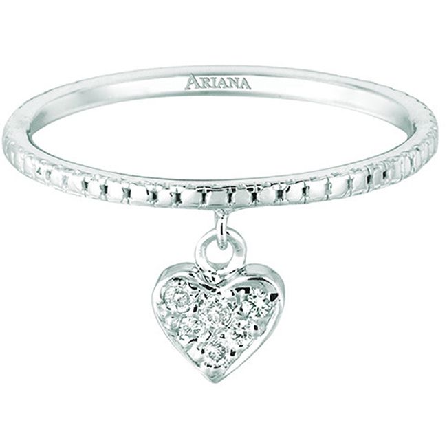 Dangle Rings 14k White Diamond Heart-Shape (0.06.ct.tw)
