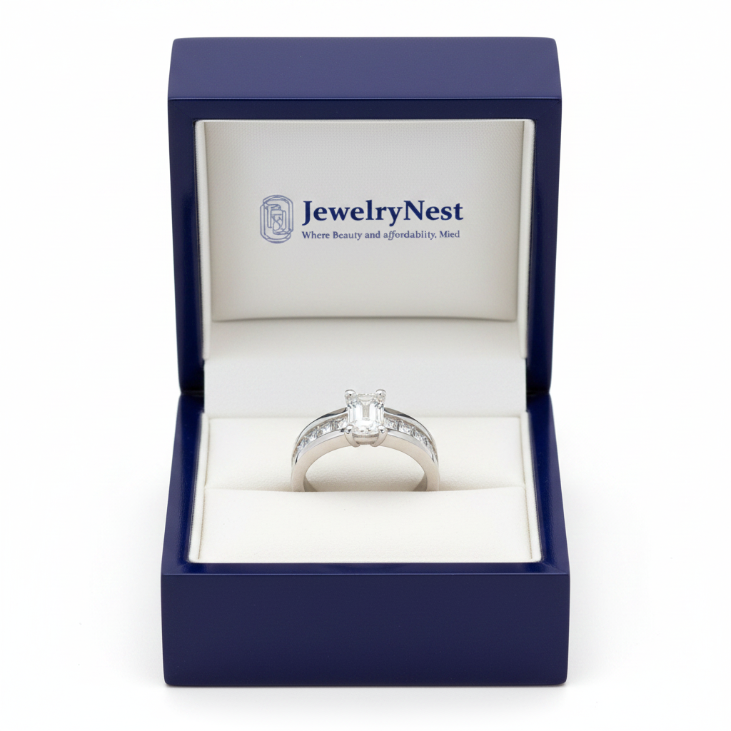 Ring in Royal Blue Box with JewelryNest Logo